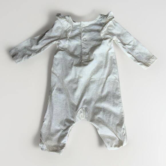 Carter’s Baby Girl Romper 3M Ivory Embroidered Floral Long Sleeve One Piece - Picture 2 of 4